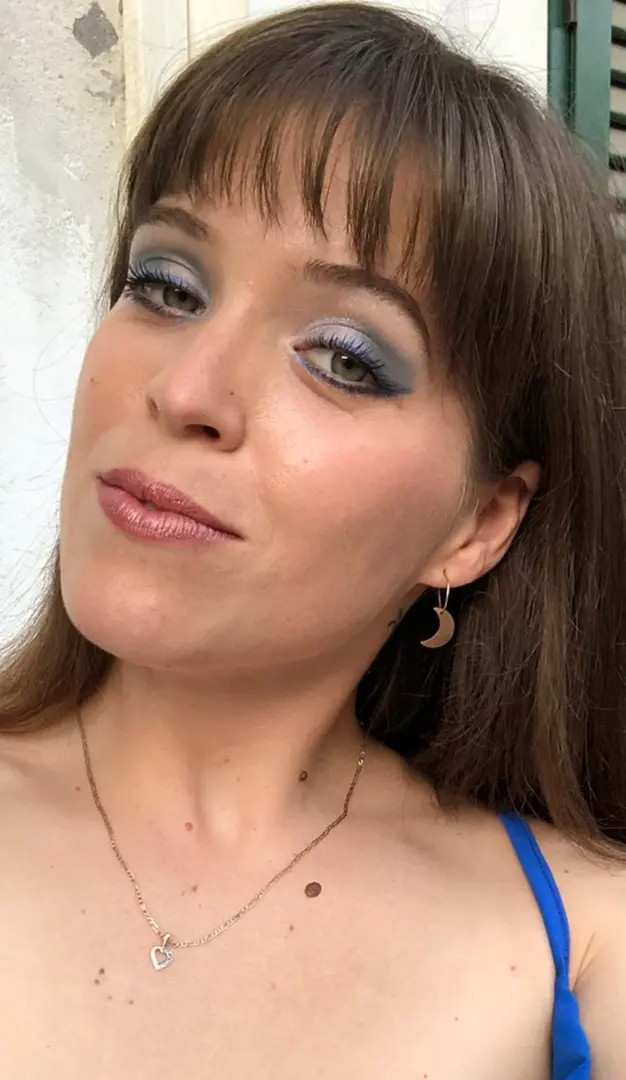 Trucco a Felicia 17.07.2021 - Toni di azzurro e blu per splendidi occhi grigio-verdi!